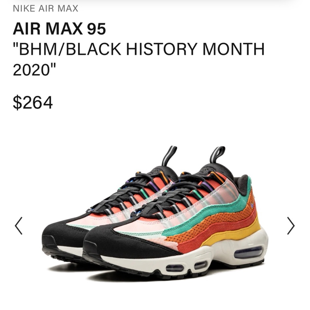 Nike Air Max 95 BHM 2020 Multicolor shoes size 8.5 women/7 men